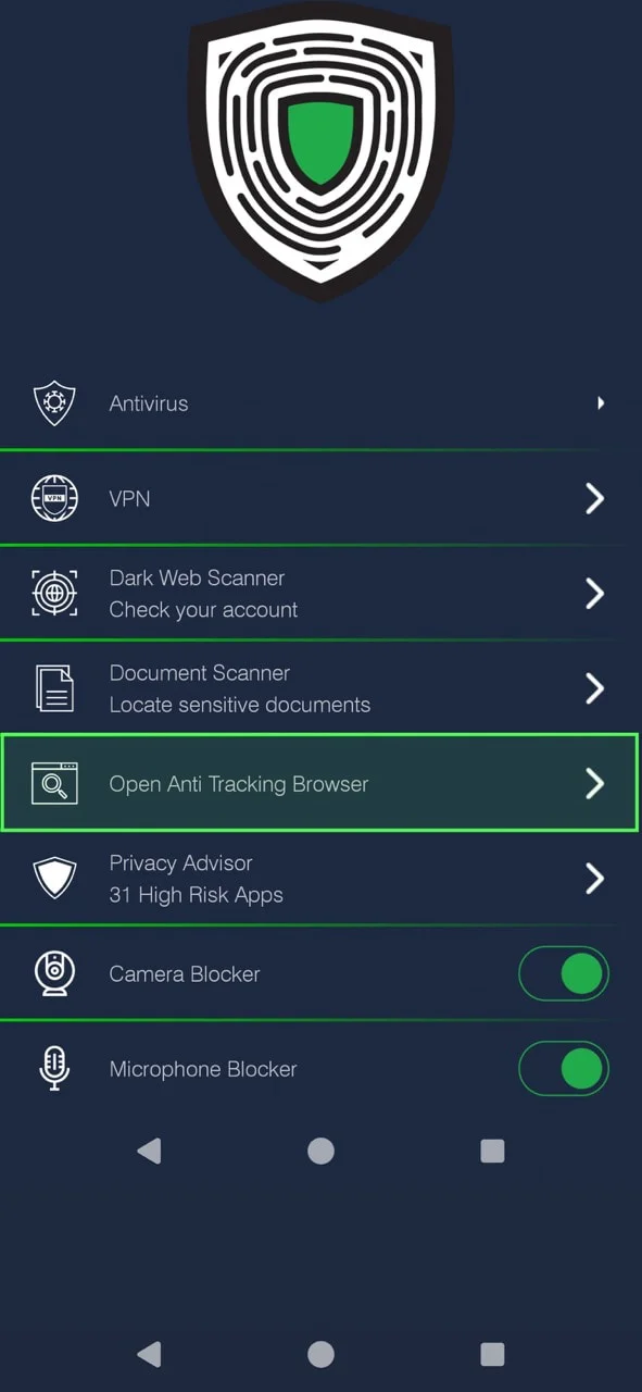 Anti-Tracking Browser Dashboard