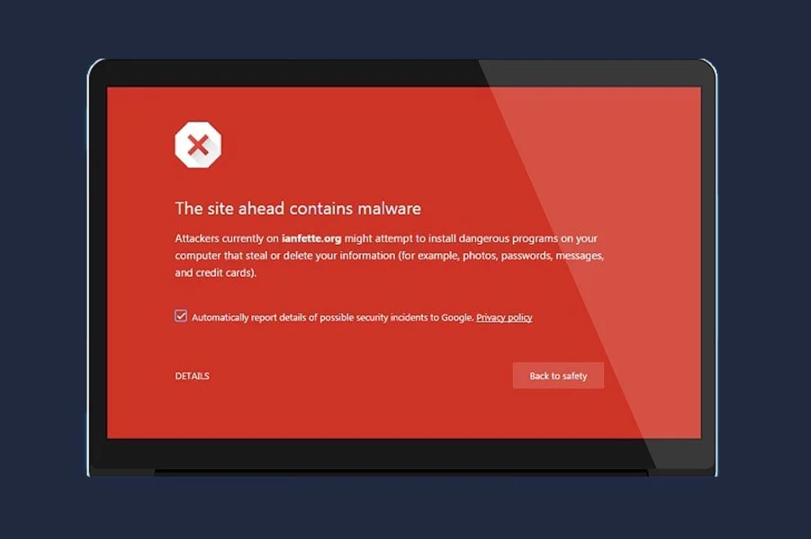 Safe Browsing blocking a dangerous website